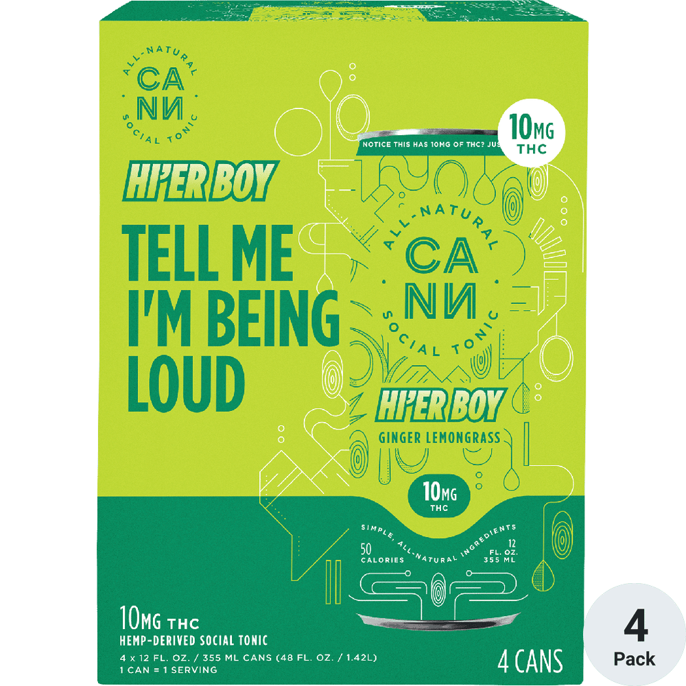 HI'ER BOY GINGER LEMONGRASS 10MG THC 4PK