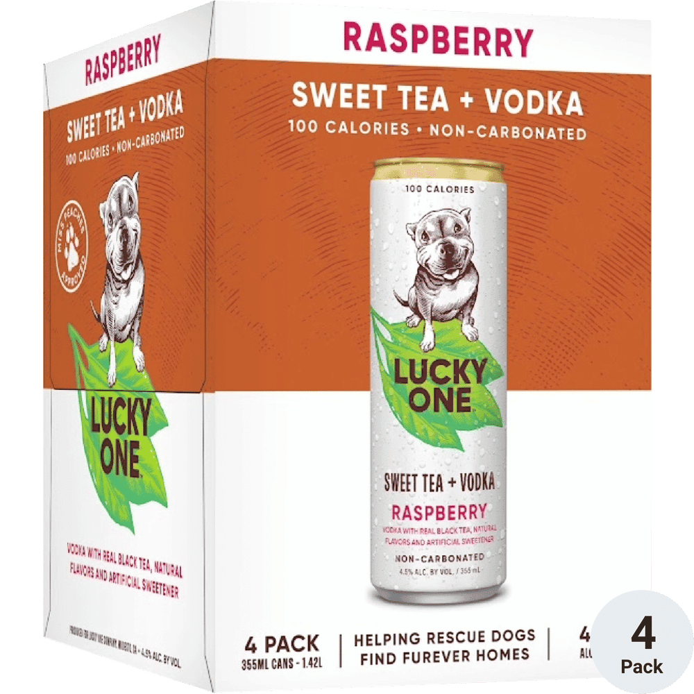 LUCKY ONE RASPBERRY SWEET TEA & VODKA 4PK CANS