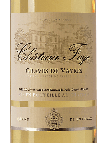 CHATEAU FAGE BLANC GRAVES DE VAYRE 750ML